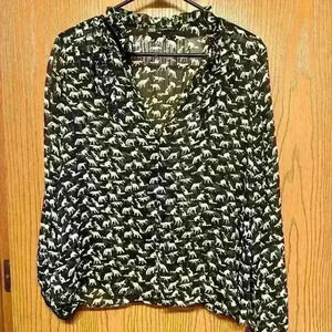 Zara women’s size S black cat print shirt blouse top